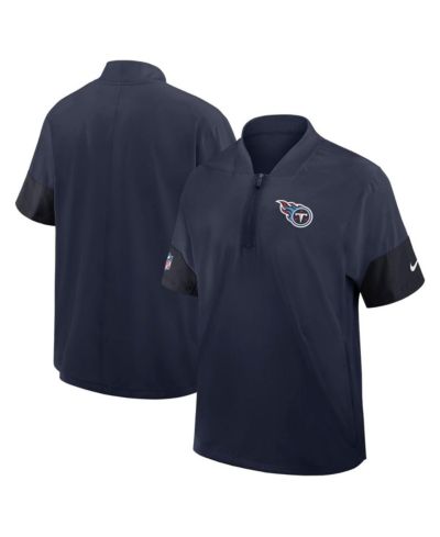 Nike Men's Navy Tennessee Titans Sideline Short Sleeve Quarter-Zip Performance Coach Jacket