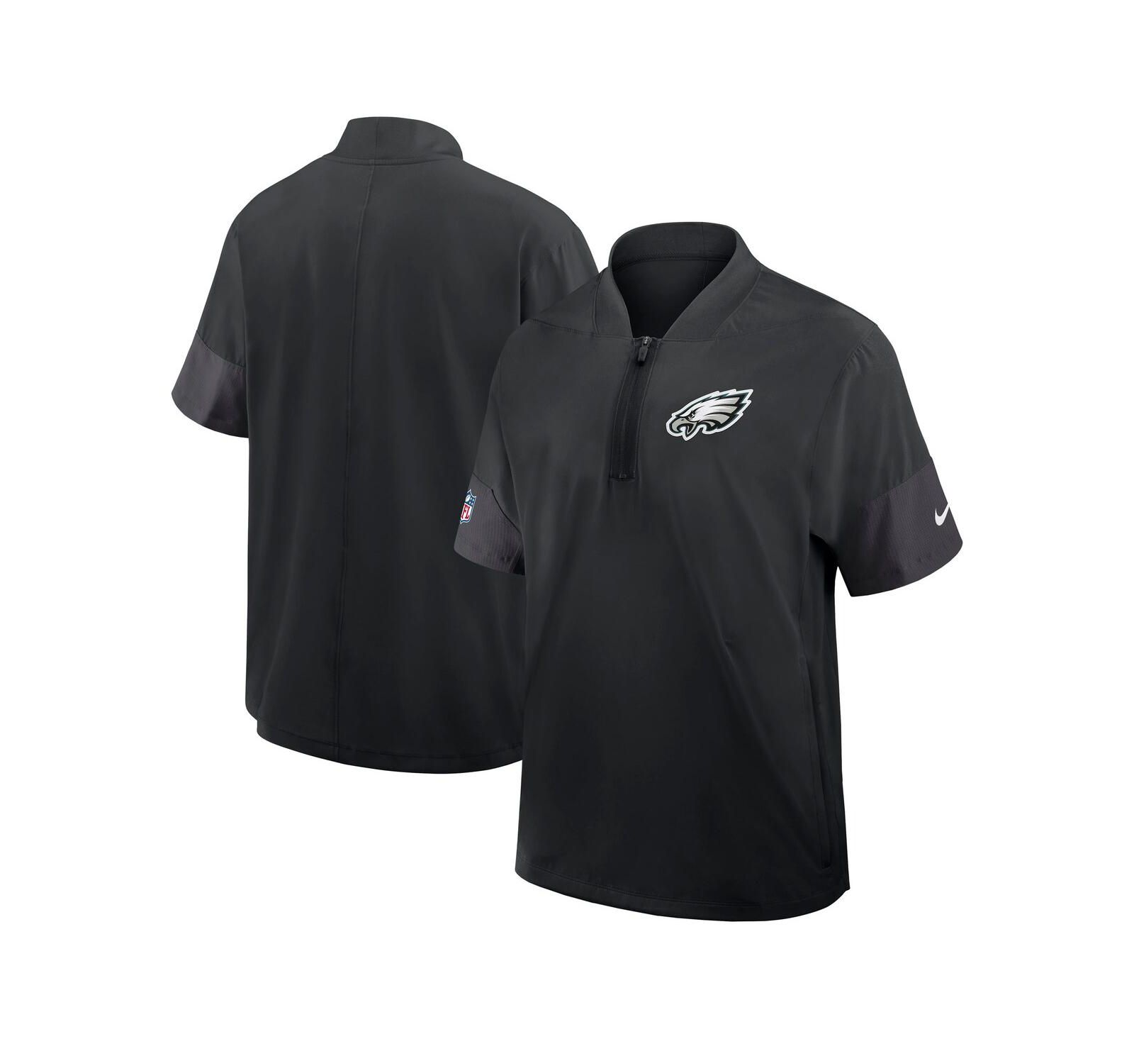 Nike Men's Black Philadelphia Eagles Sideline Short Sleeve Quarter-Zip Performance Coach Jacket