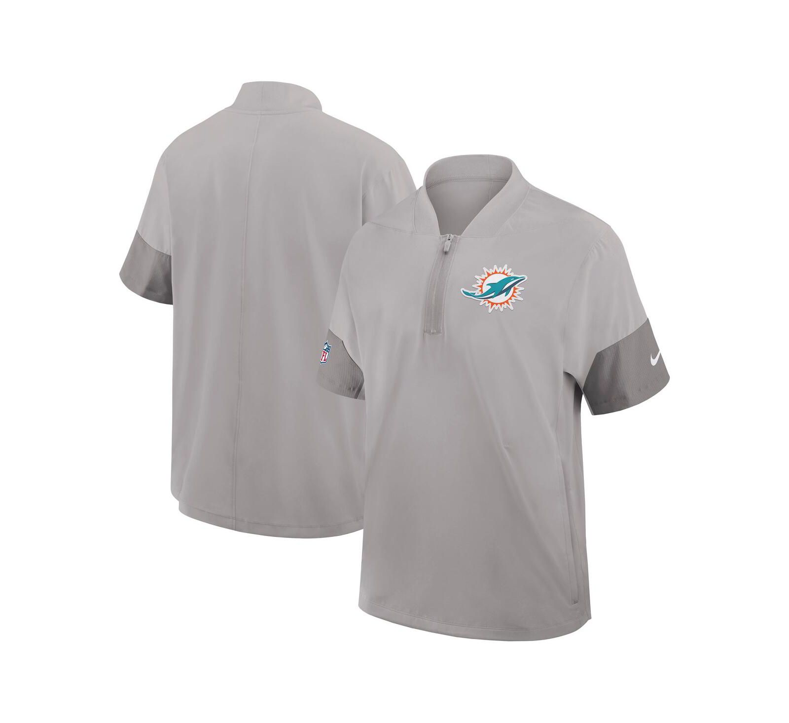 Nike Men's Gray Miami Dolphins Sideline Short Sleeve Quarter-Zip Performance Coach Jacket