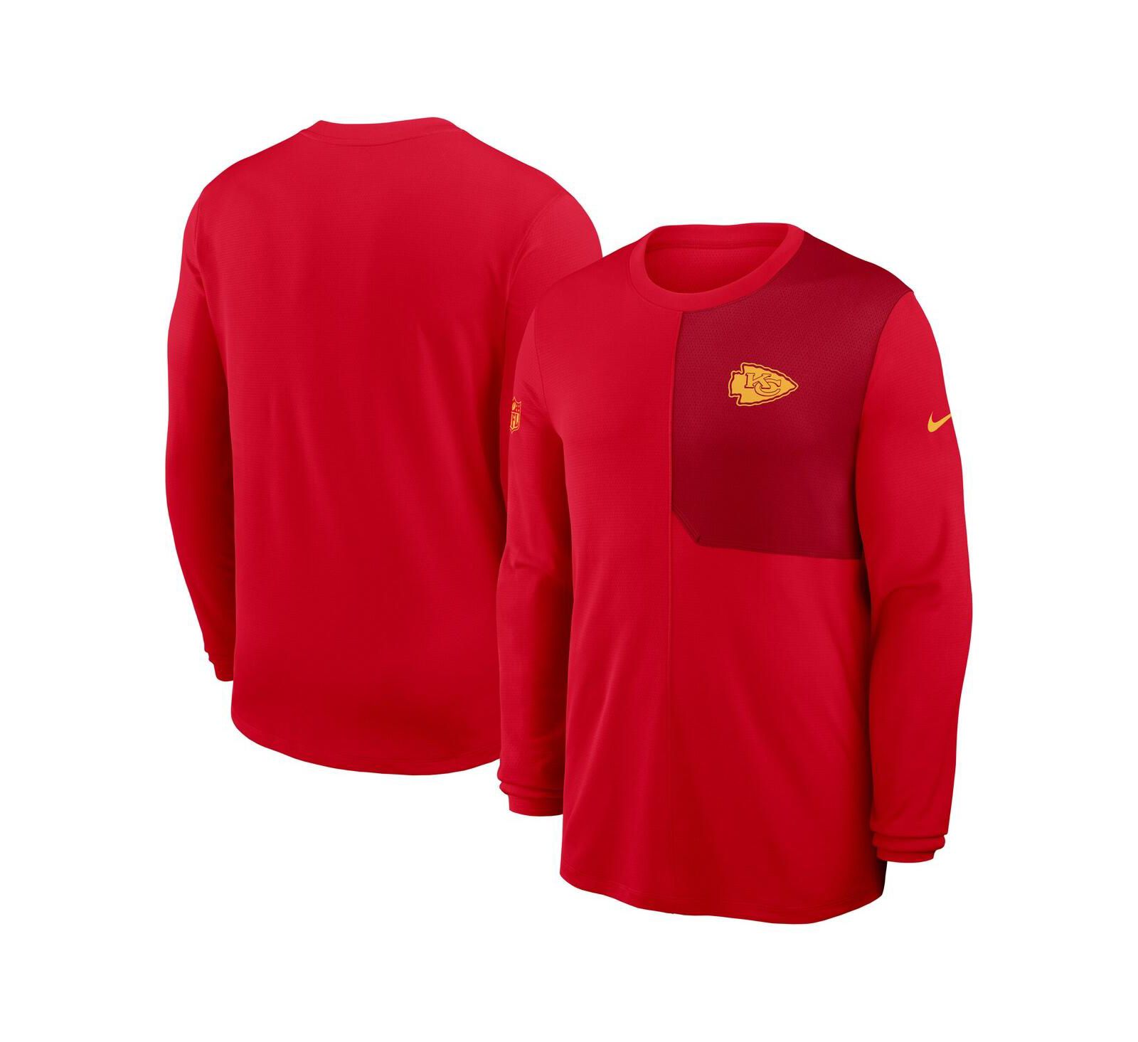 Nike Men's Red Kansas City Chiefs Sideline Coach UV Performance Long Sleeve T-Shirt