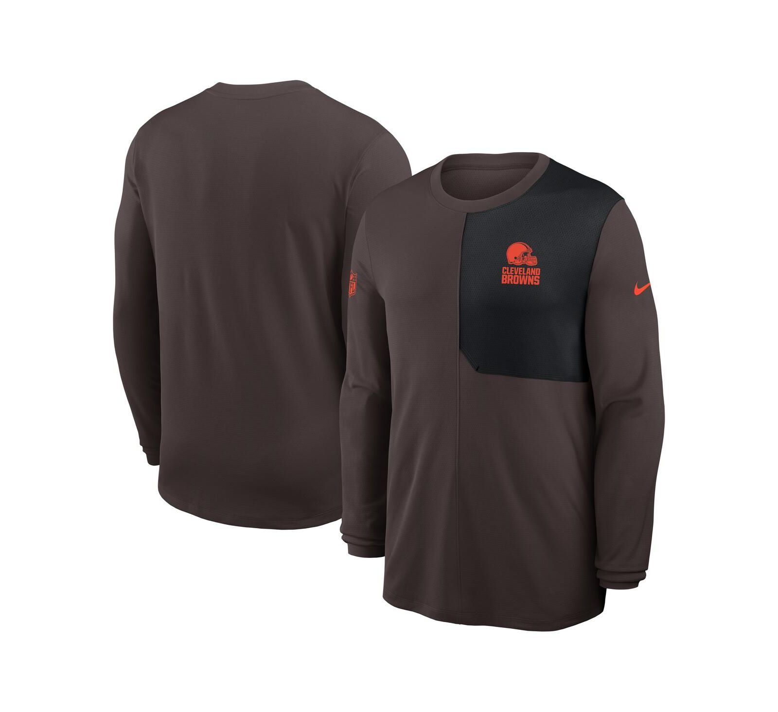 Футболка Nike Cleveland Browns Sideline Coach с длинным рукавом для мужчин