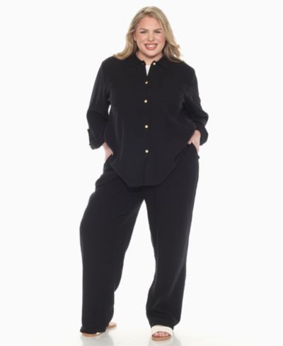 Комплект White Mark Plus Size из хлопкового газа с длинным рукавом