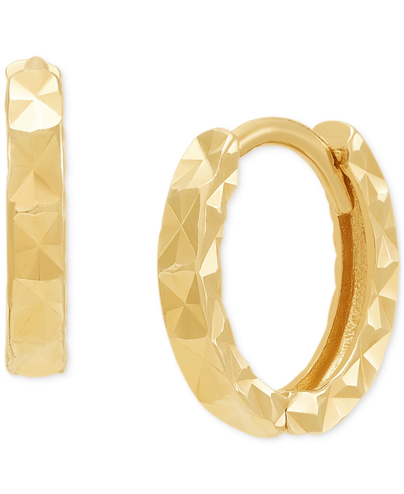 Серьги-кольца Macy's Faceted Texture Huggie Extra Small, 14k Gold, 0.37"