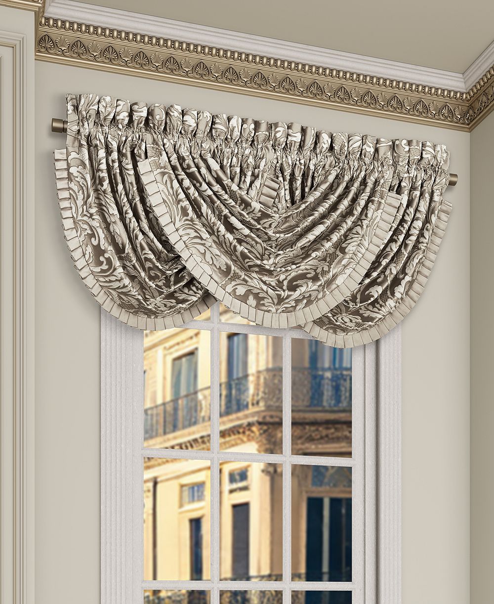 J Queen New York Brunello Flax Window Waterfall Valance, 33" x 43"