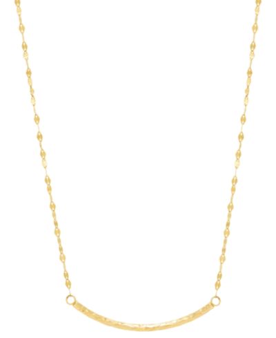 Polished Curved Tube Bar 18" Pendant Necklace in 10k Gold