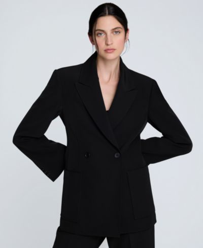 Kenneth Cole Женский блейзер Luxe Twill с двубортной застежкой
