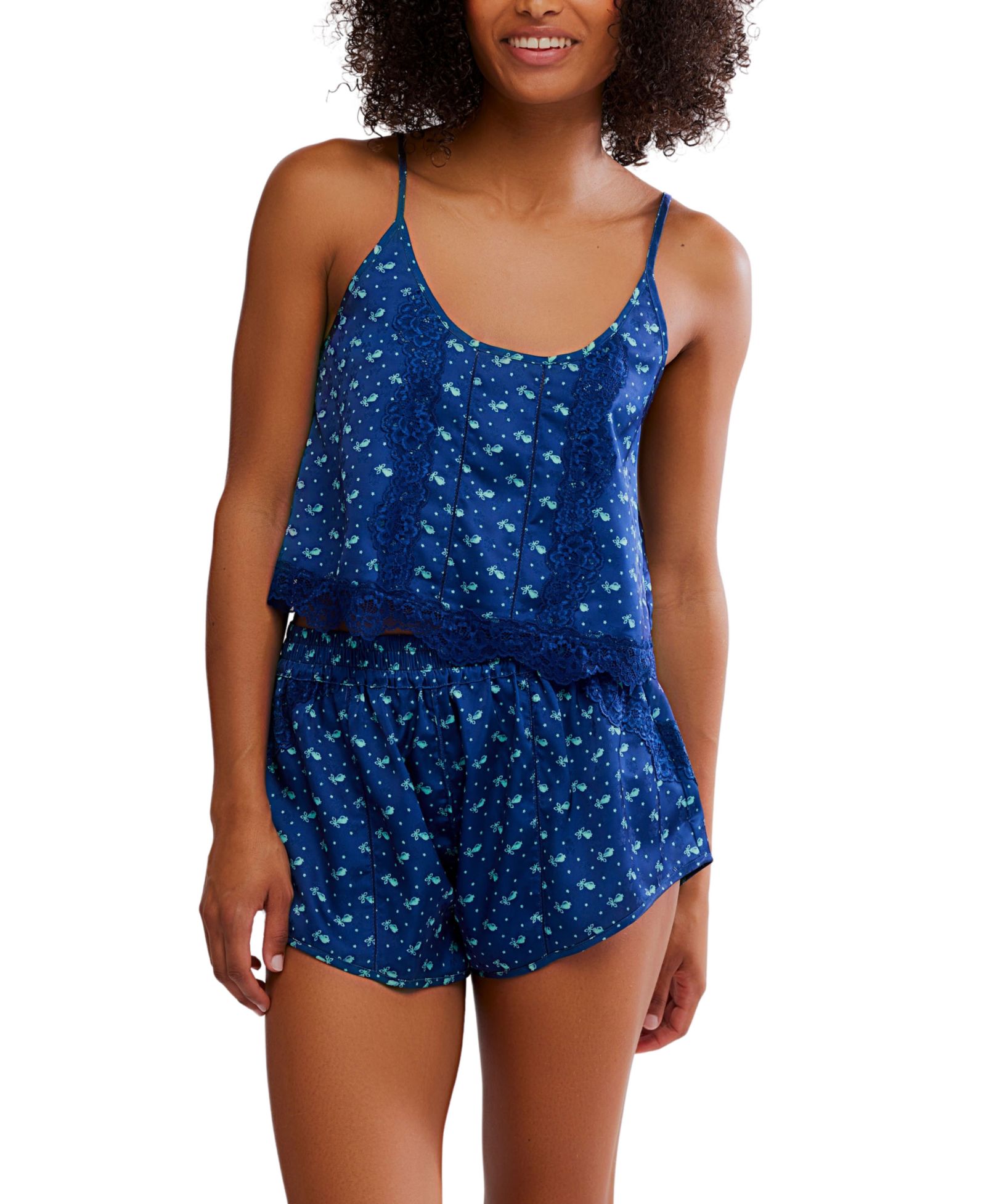 Free People Women's Midnight Muse 2-Piece Scoop Neck Top and Shorts Set