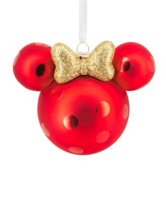 Hallmark Disney Minnie Mouse Ears Icon Glass Christmas Tree Ornament