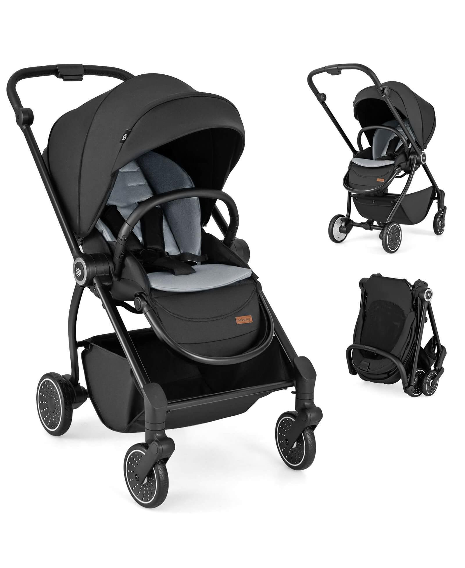 Costway Baby Stroller Foldable Infant Pram with Reclining Backrest Handle