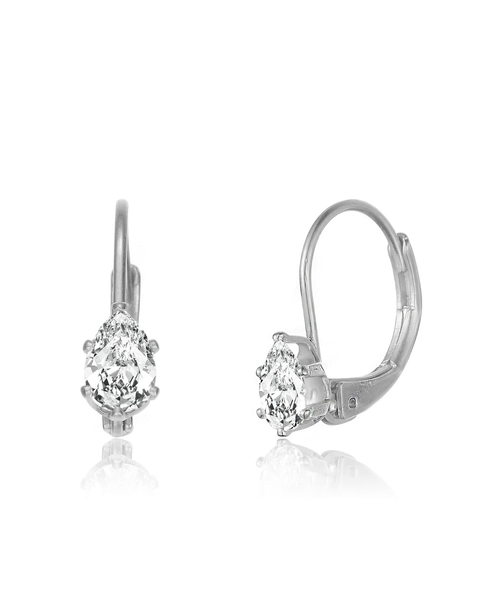 Серьги Genevive Sterling Clear Oval Cubic Zirconia Leverback