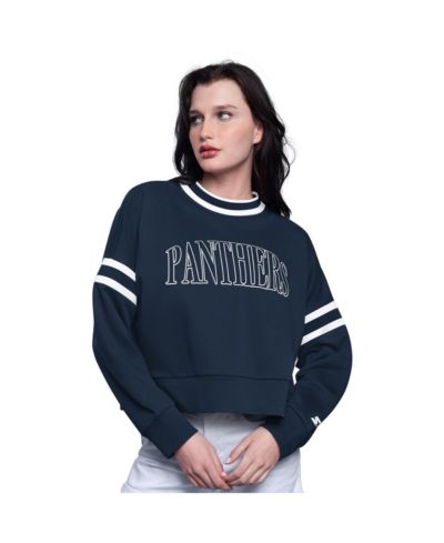Starter Women's Navy Florida Panthers Power Play Cropped Pullover Sweatshirt
