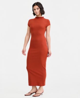 Bar III Women's Cap-Sleeve Mock-Neck Midi Dress, Exclusively at Macy's