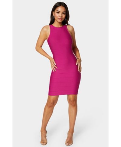 Bebe Женское короткое платье с укороченным рукавом и вырезом racer neck