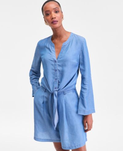 I.N.C. International Concepts Women's Long-Sleeve Tie-Front Top, Macy's Exclusive