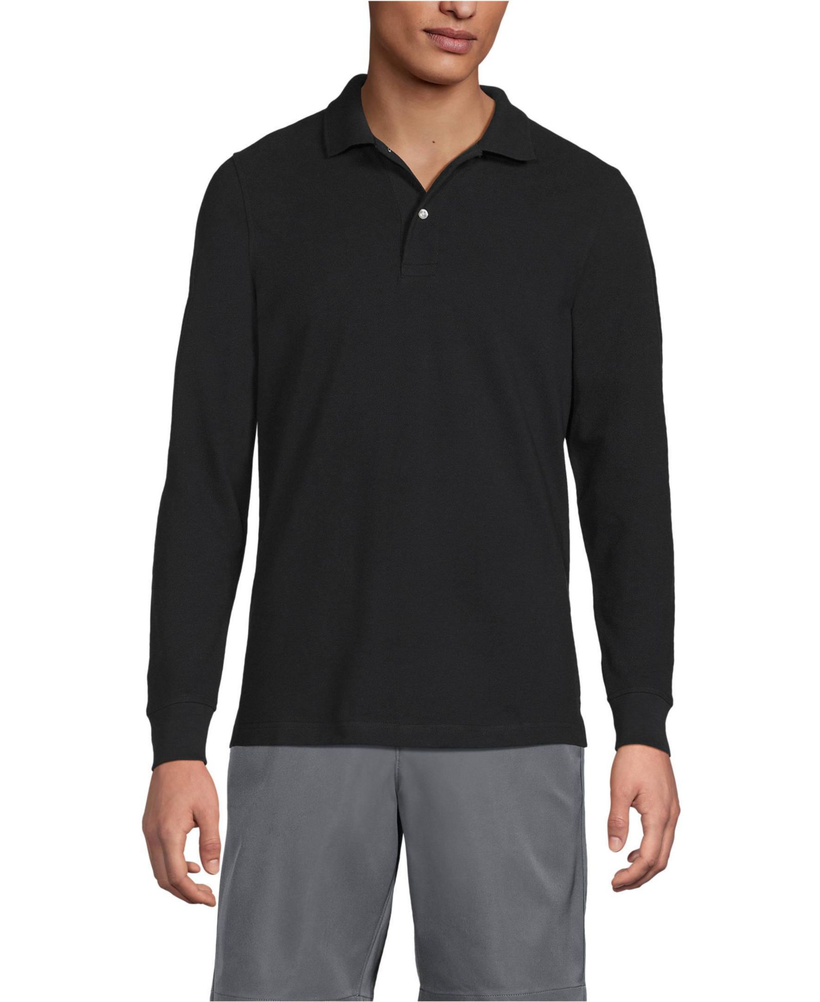Lands' End Men's Long Sleeve Mesh Polo Shirt