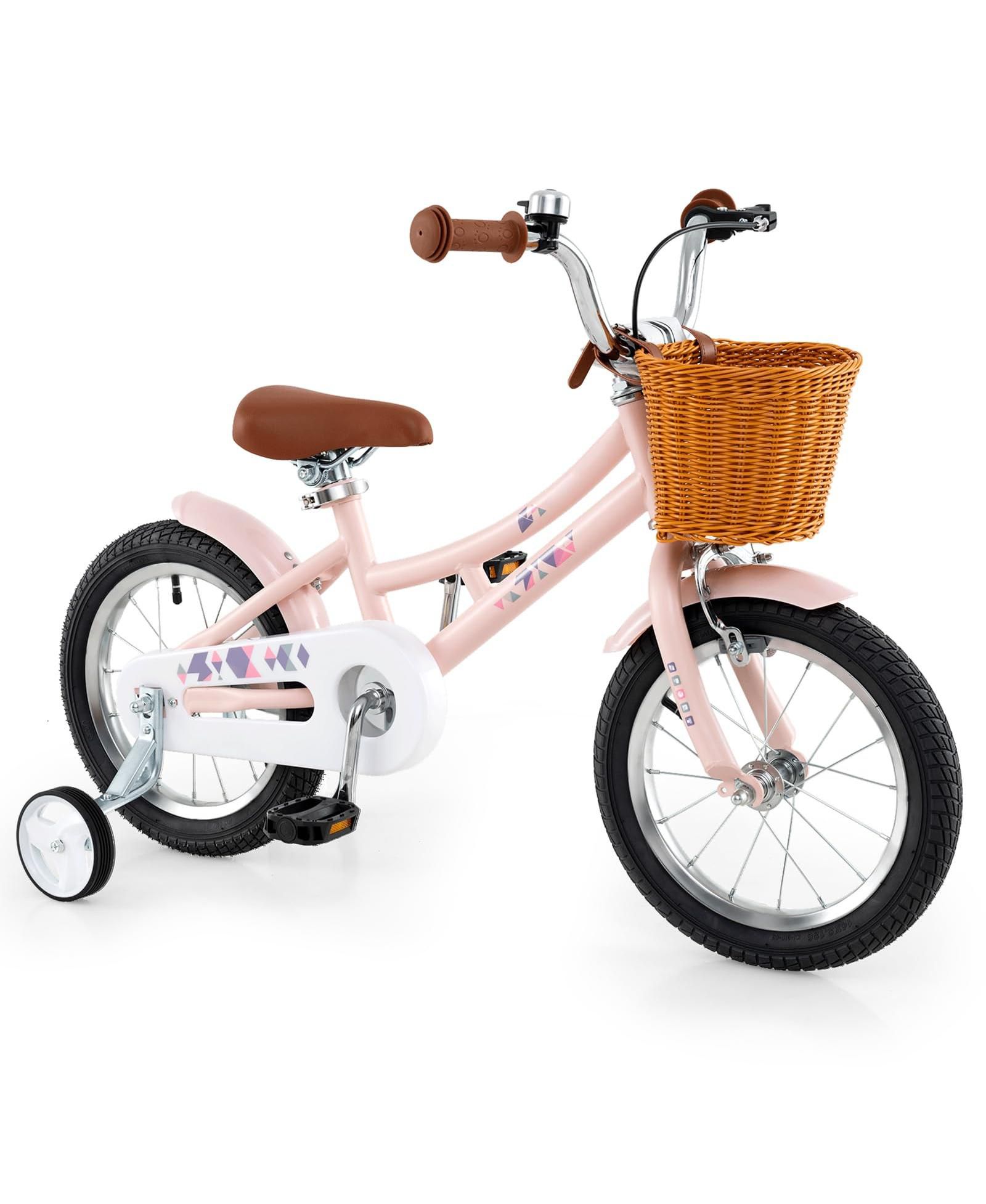 Детский велосипед Mecale 14 Inch Retro с регулируемой высотой и корзиной для детей 3-8 лет