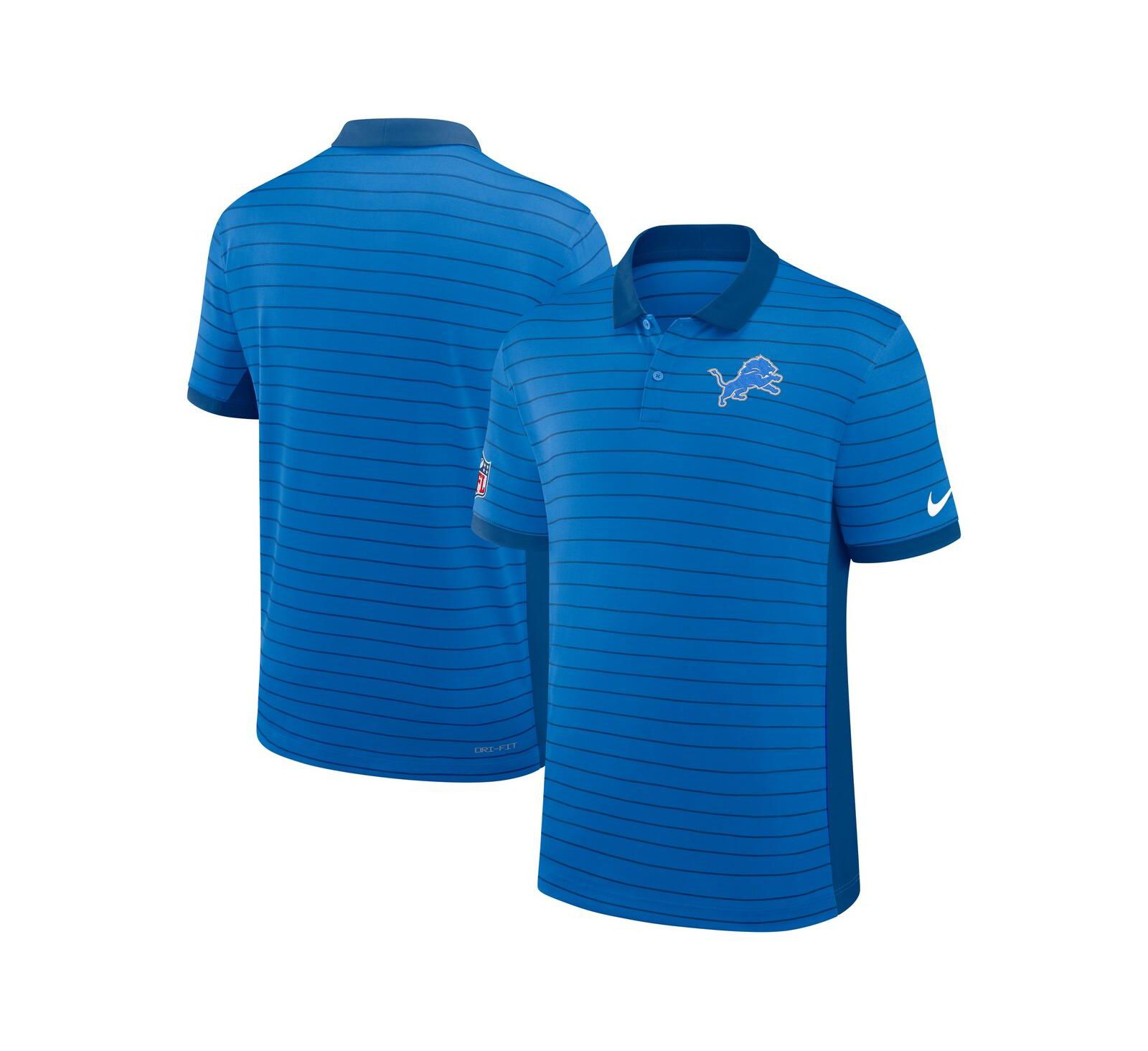 Nike Men's Blue Detroit Lions Sideline Victory Stripe Performance Polo Shirt
