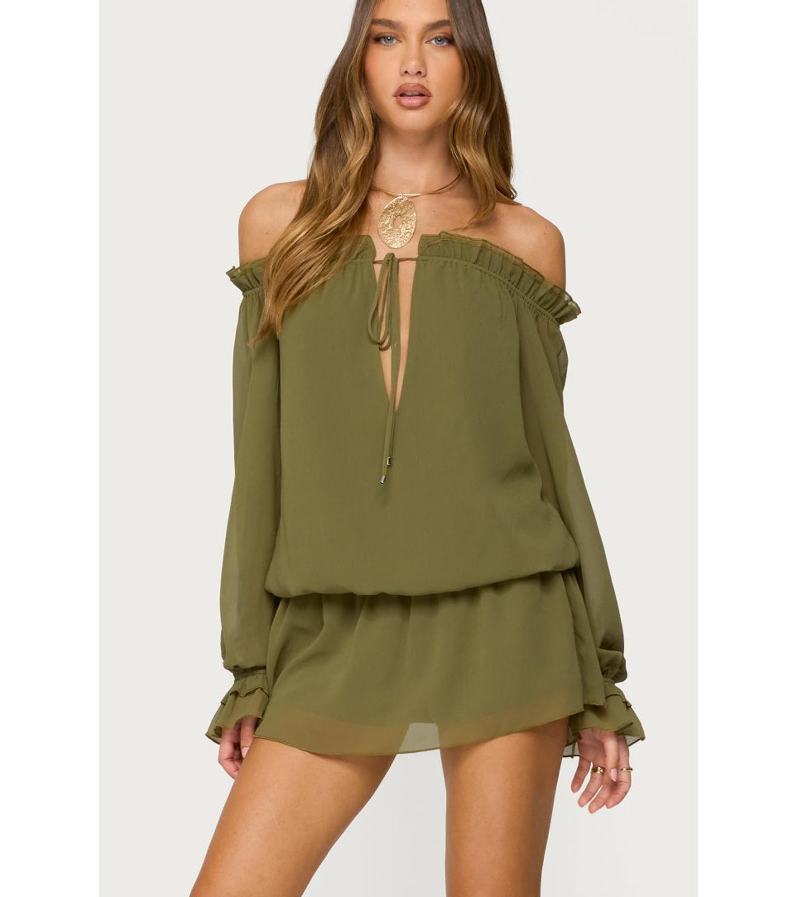 Ромпер Edikted Women's Delphine Off Shoulder Chiffon