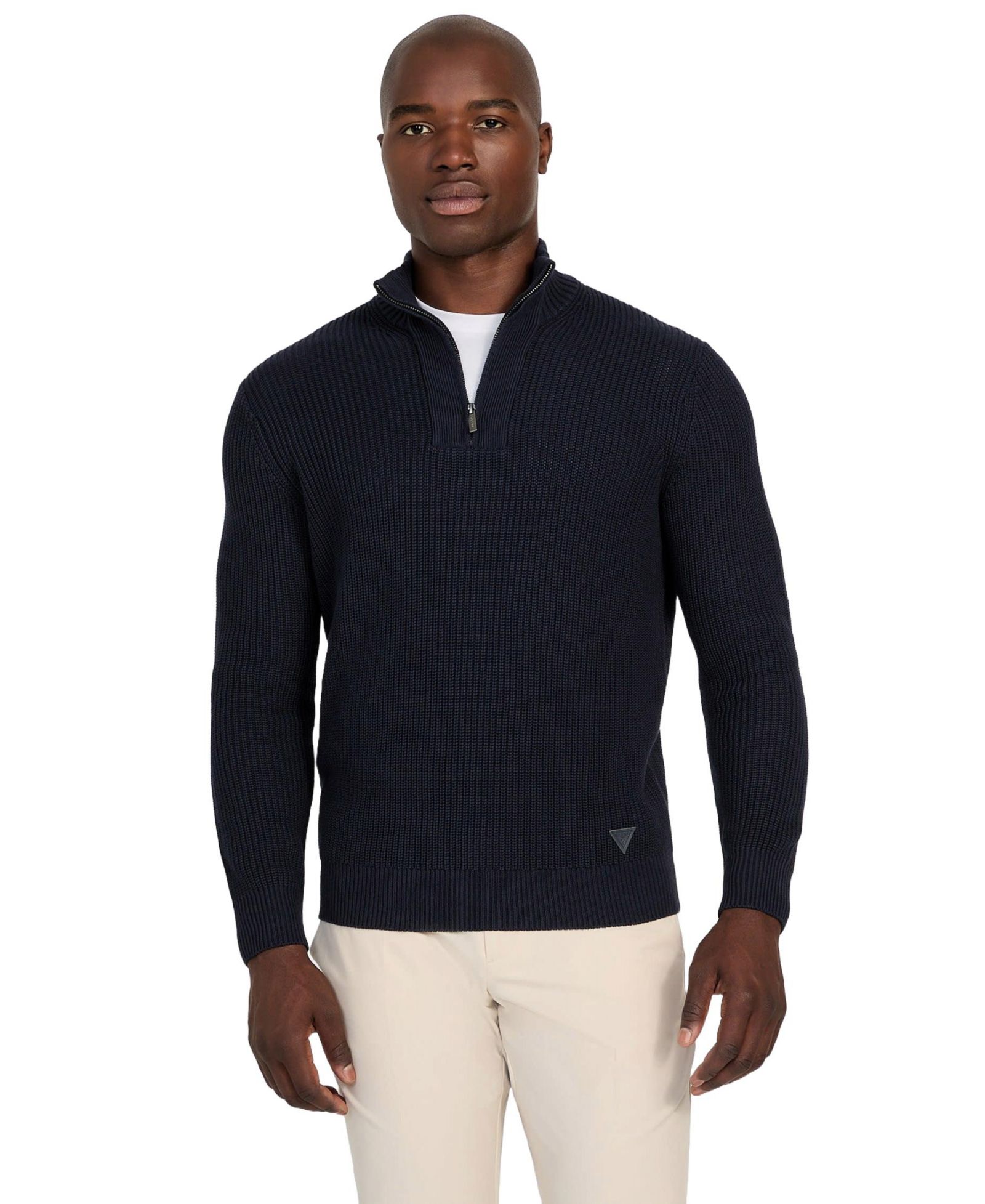 GUESS Men's Headley Half Zip Mock Sweater