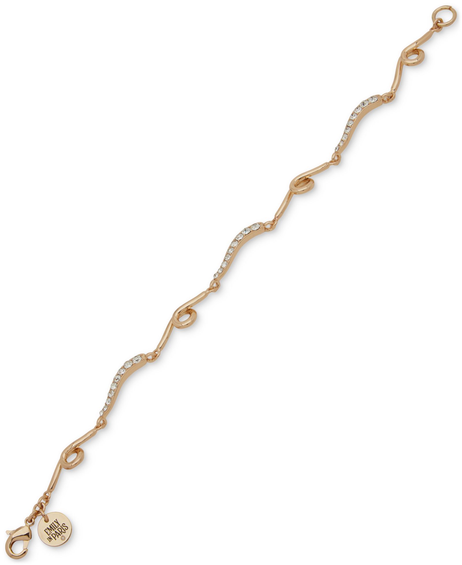 Emily in Paris Gold-Tone Pavé Looped Bar Flex Bracelet