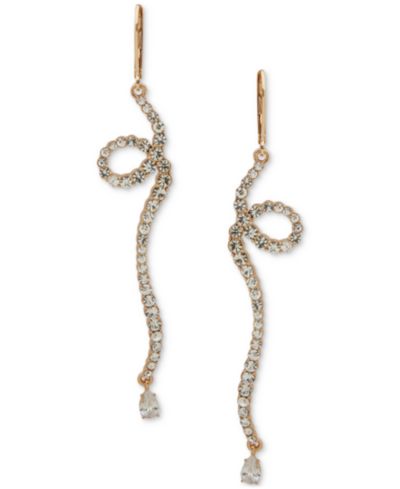 Emily in Paris Gold-Tone Crystal & Pavé Looped Bar Linear Drop Earrings