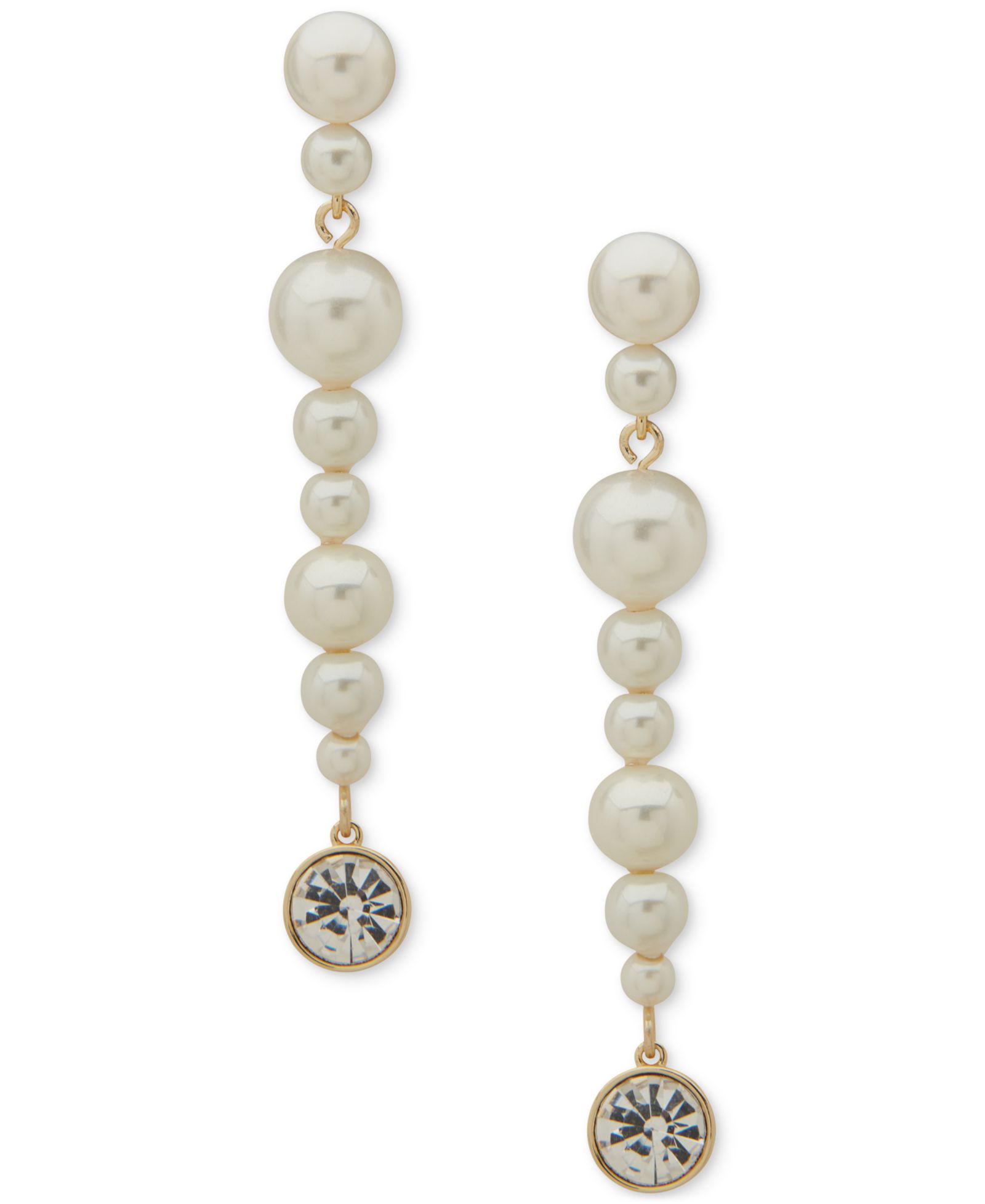 Emily in Paris Gold-Tone Crystal & Imitation Pearl Linear Drop Earrings