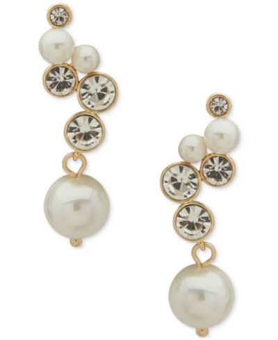 Emily in Paris Gold-Tone Crystal & Imitation Pearl Climber Earrings