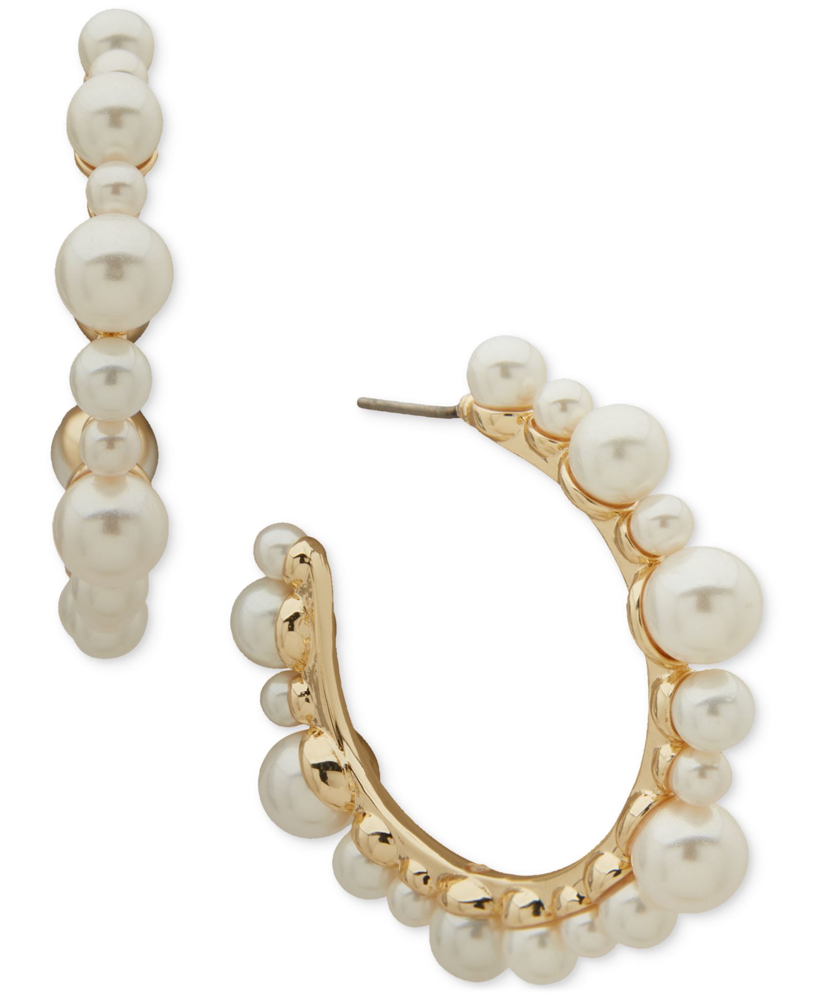 Серьги Emily in Paris Gold-Tone Medium Imitation Pearl C-Hoop, 1.37"