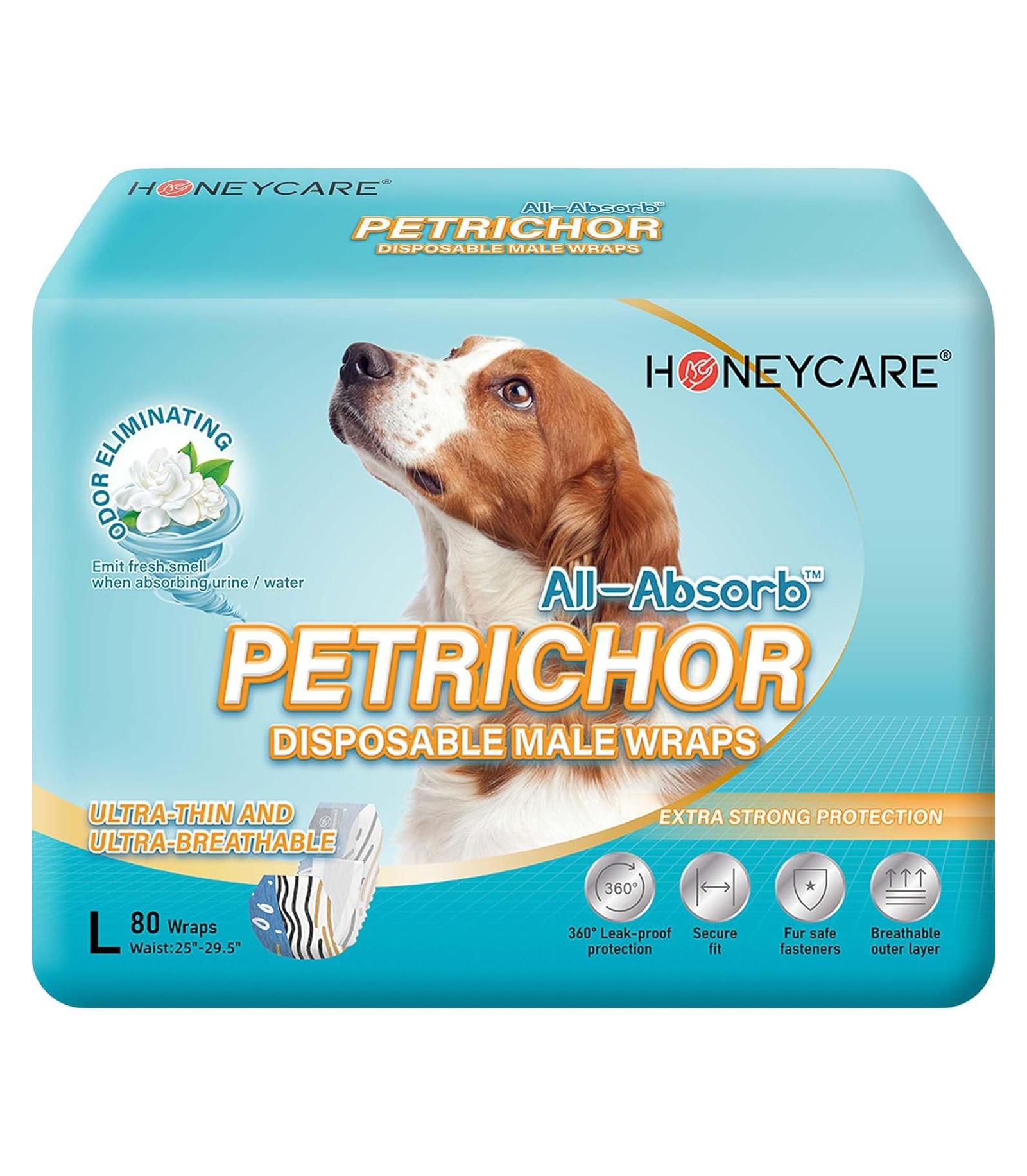HoneyCare пеленки для собак с принтом, одноразовые, Large, 80 шт