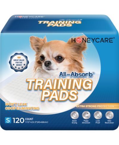 HoneyCare newborn puppy training pads, ultra absorbent odor control design with leak proof 5 layer protection, 240 count, extra small