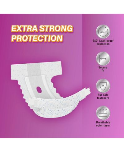 HoneyCare All-Absorb Disposable Female Dog Diapers, Super Absorbent, Breathable, Wetness Indicator, Medium, 15-23 inches, 44ct