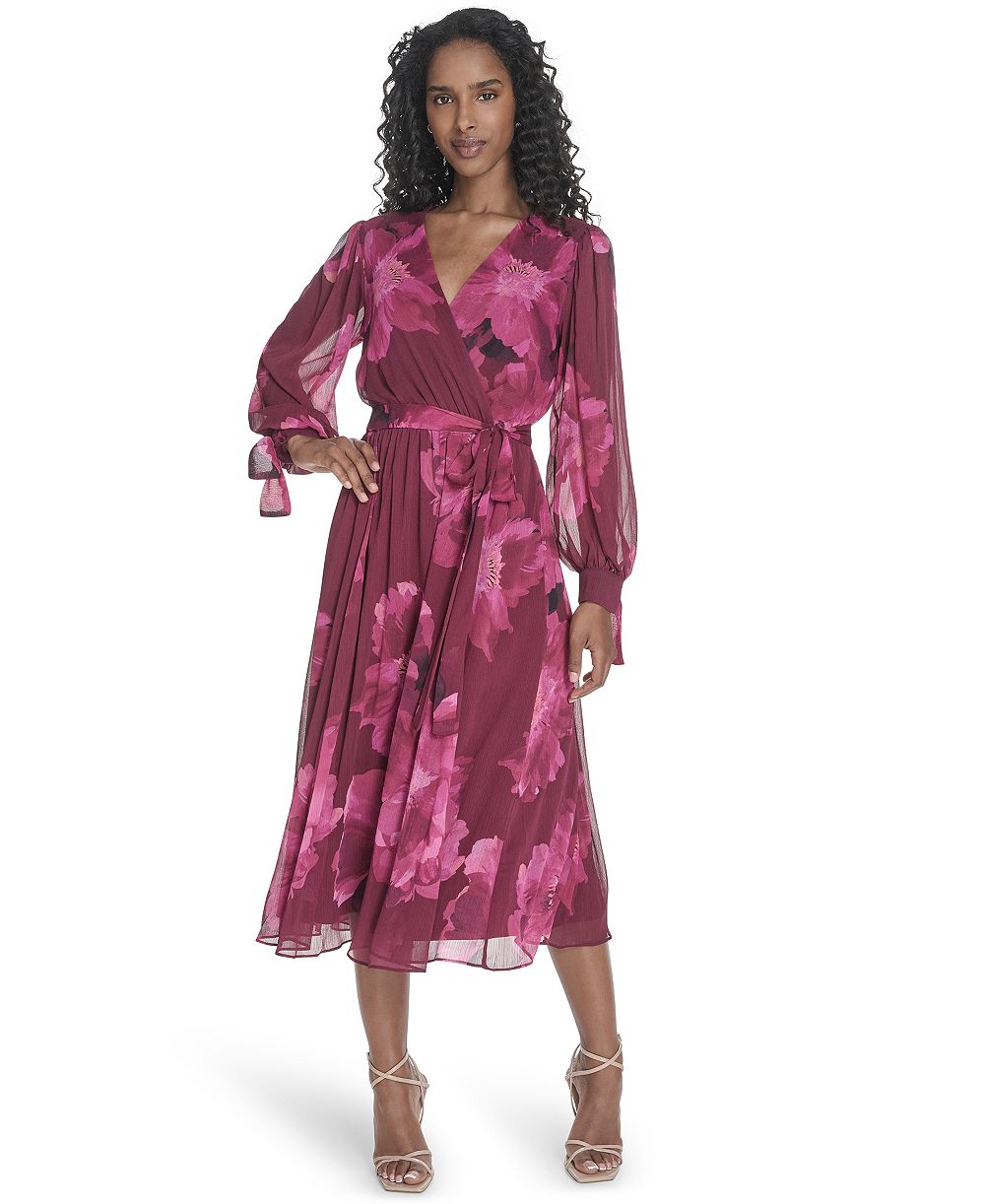 Calvin Klein Women's Tie-Sleeve Midi Dress