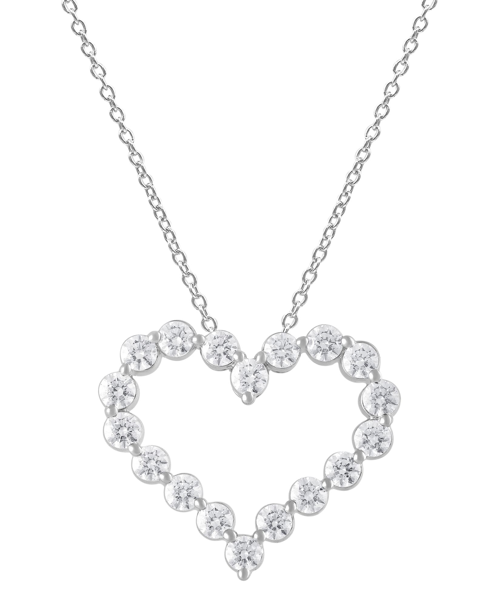 Badgley Mischka Lab Grown Diamond Open Heart Pendant Necklace (2 ct. t.w.) in 14k White Gold, 16" + 2" extender