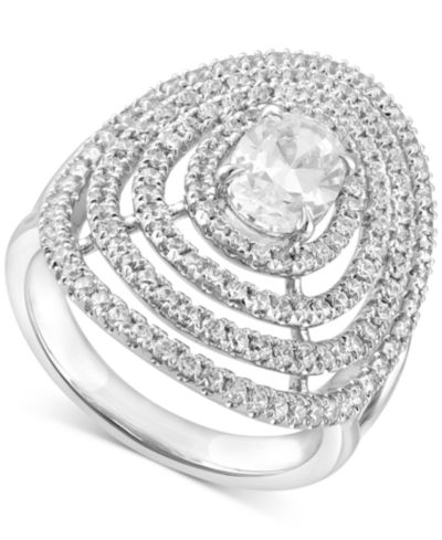 Badgley Mischka Кольцо с выразительным камнем из выращенного алмаза (2 ct. t.w.) в 14k белом золоте