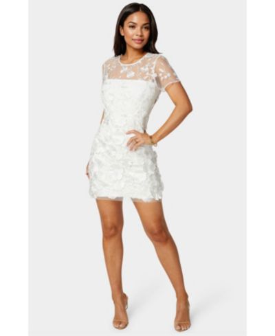Женское мини-платье Bebe 3D Floral Fit and Flare