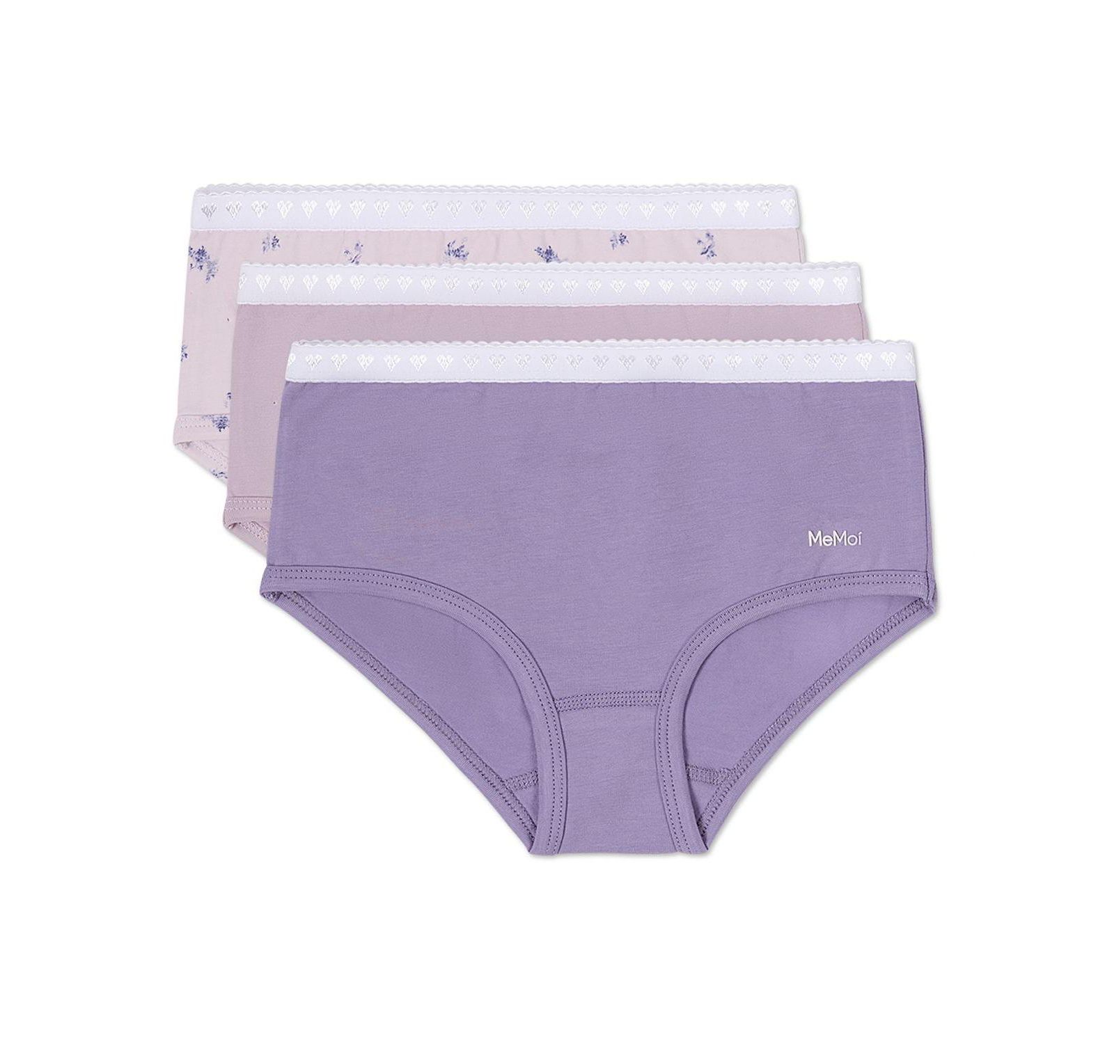 MeMoi Little Girls 3 Pair Pack Lovely Lavender Floral Briefs