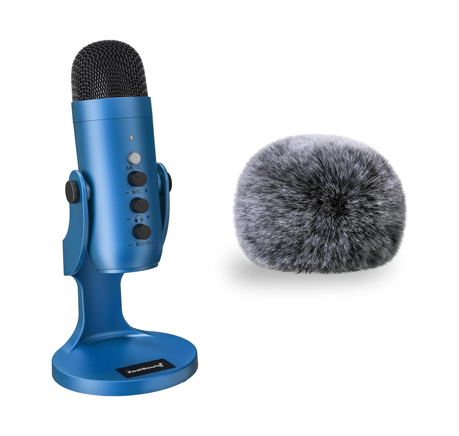 Игровой USB микрофон ZealSound k66b с меховой ветрозащитой