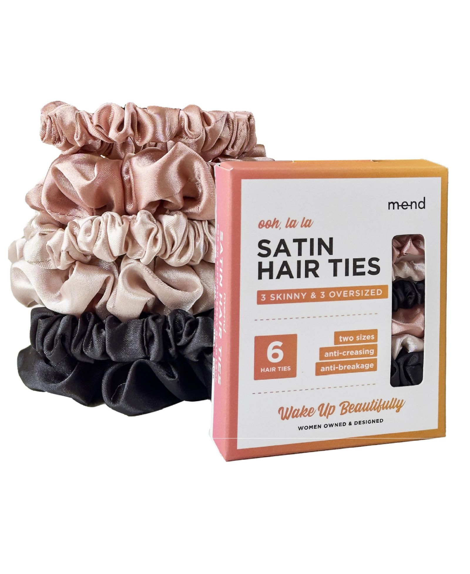NIGHT Assorted Satin Scrunchies 6-pack