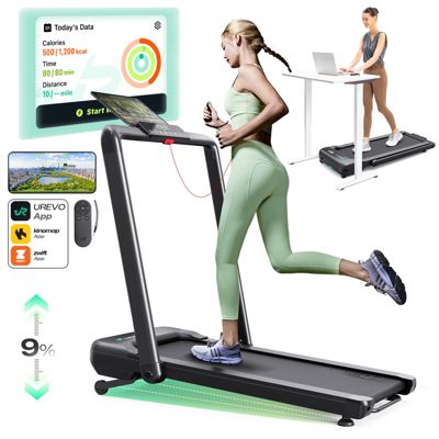 UREVO Strol 2S Pro 2-in-1 Smart Treadmill with 9% Auto Incline - AI-Powered Immersive Running & Hiking Experience, App-Controlled