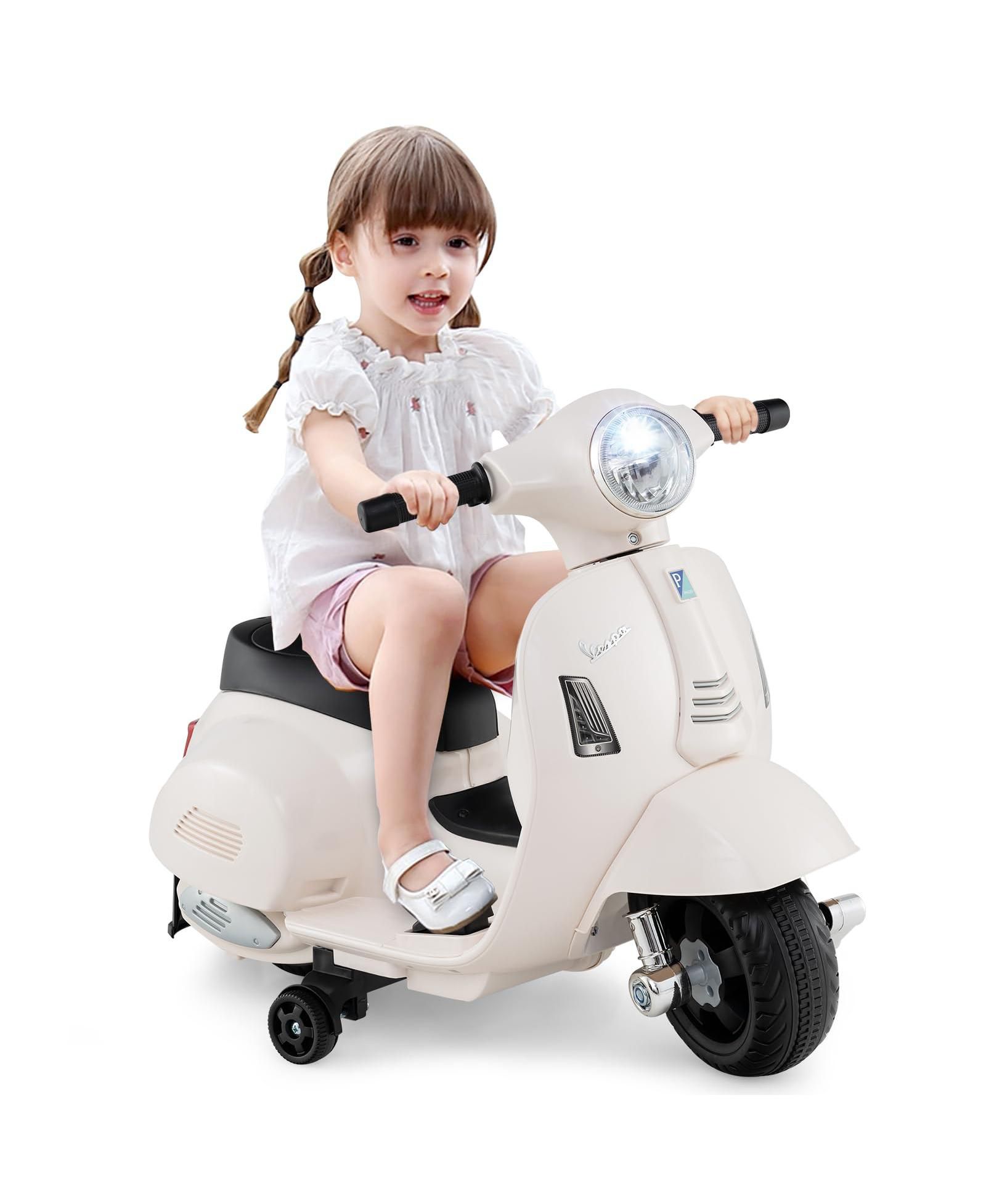 Mecale лицензионный детский электромобиль Vespa с LED-фарой и звуком сигнала