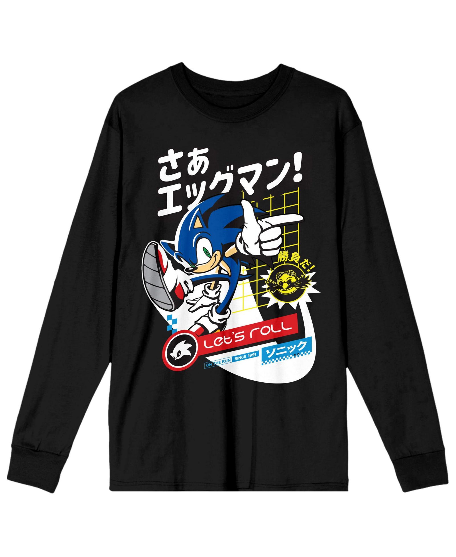 Sonic The Hedgehog Мужская черная рубашка с длинным рукавом-XXL