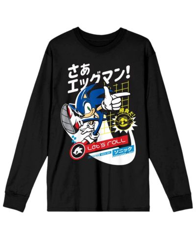 Sonic The Hedgehog Мужская черная рубашка с длинным рукавом-XXL