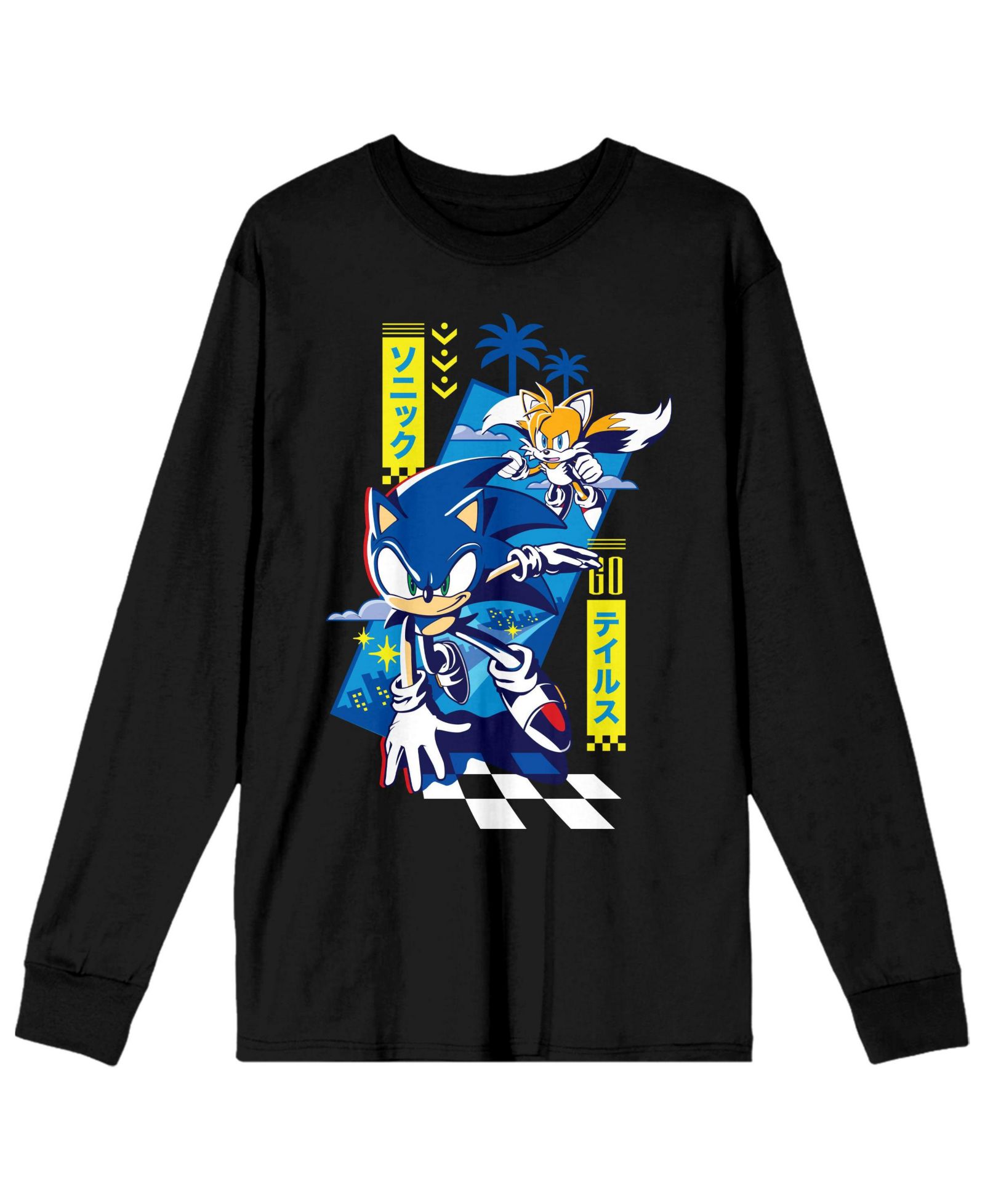 Мужская рубашка Sonic The Hedgehog Tails Black Long Sleeve-XXL