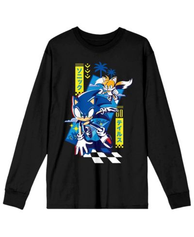 Мужская рубашка Sonic The Hedgehog Tails Black Long Sleeve-XXL