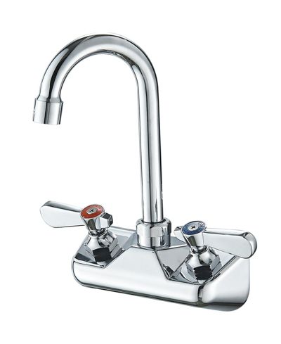 Greenspring Double Handle Wall Mount Kitchen Faucet Standard Kitchen Faucet With Swivel Spout 4" Center in Polished Chrome