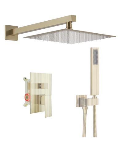 Greenspring Luxurious Single Handle 2-Spray 10 in. Wall Mount Square Shower Head with Hand Shower Faucet