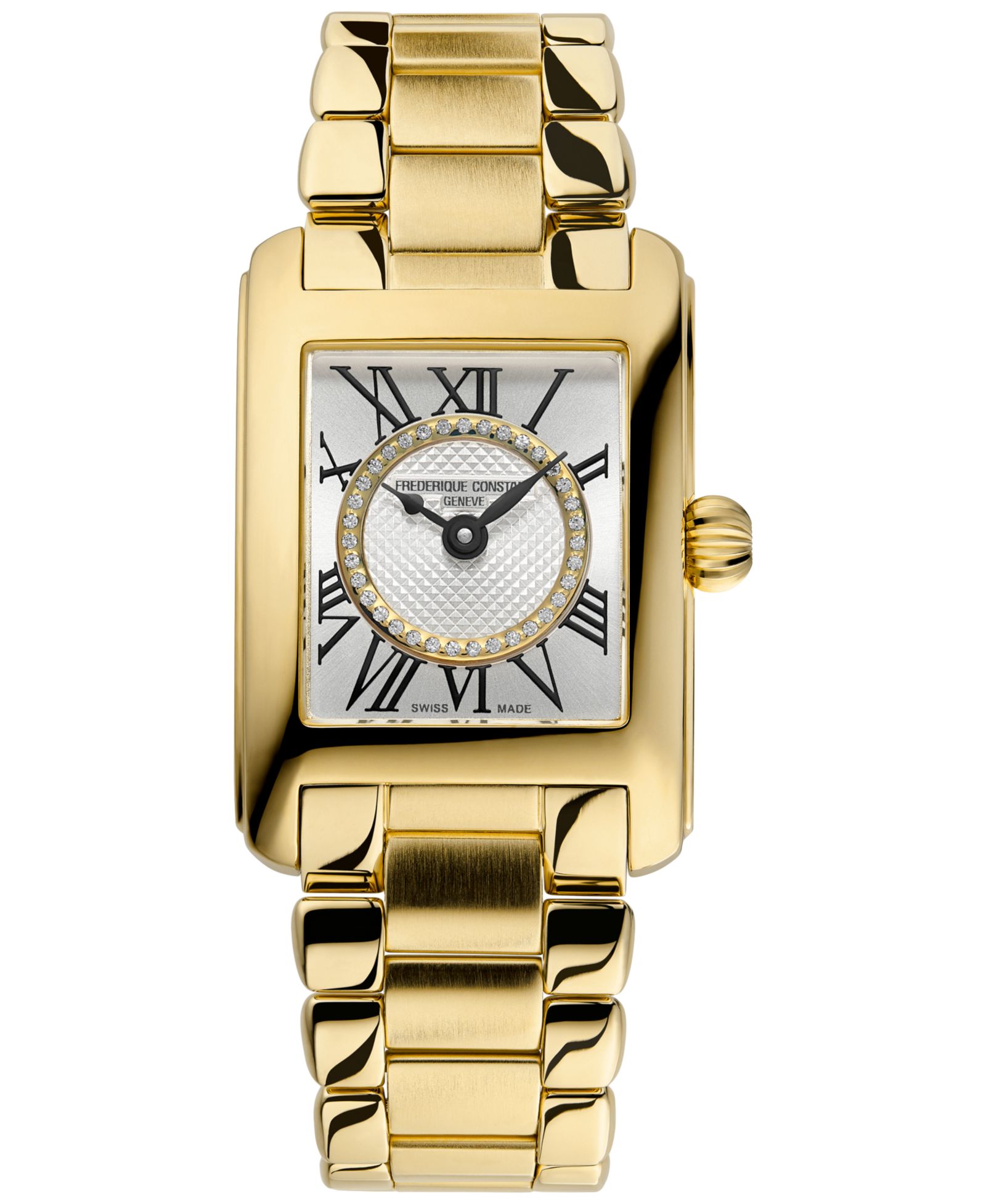 Frederique Constant Women's Swiss Carree Diamond (1/20 ct. t.w.) Gold-Tone Stainless Steel Bracelet Watch 23mm