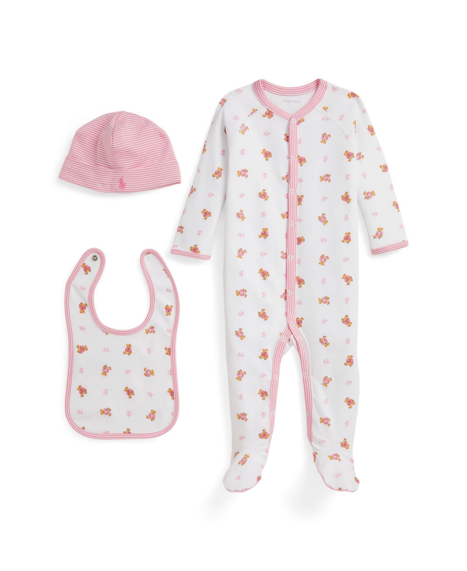 Подарочный набор Polo Ralph Lauren Baby Girls' Polo Bear Cotton 3-Piece