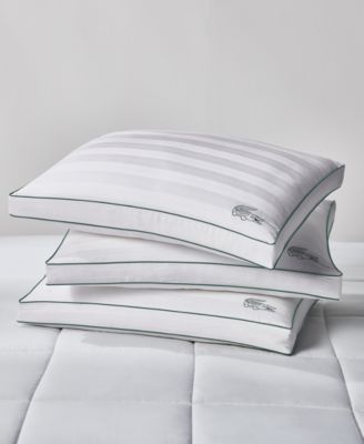 Lacoste Home Tennis Stripe Cotton Gusseted Medium-Density Pillow, Standard