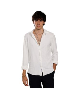 Cahoot Men's Campus Sutra Chalk White Rope-Textured Shirt